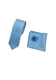 Resim Brianze Bebe Mavisi Kravat Mendil Yaka Çiçeği Set Bebek Mavisi 