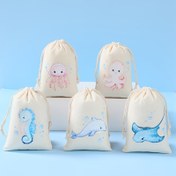 Resim 6 adet Balina ve Jellyfish Çizgili Hediyelik Torbalar - 10x15cm Sualtı Hayvanları Temalı Parti Hediyeleri, Yumuşak Kumaş Parti Süsleri, Doğum Günleri, Duşlar, Gençlerin Kutlamaları İçin (Karışık Renkler), Hediyeler İçin Çantalar, Plaj Temalı Dekor, Eğlenceli İllüstrasyonlar, Sağlam Tutamaklar 