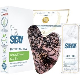 Resim Seay Rodonit Taşı Doğal Taş Sertifikalı Gua Sha Yüz Masaj Aleti 