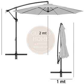 Resim Gunbo Home 3 Mt 8 Kaburga Full Demir 21 Kg Gri Bahçe Şemsiyes 