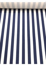 Resim Lacivert Beyaz Çizgili Döşemelik Kumaş 