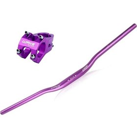 Resim Wake Alüminyum Mor 31.8 780mm Riser Mtb Gidonu + Gidon Boğazı Seti Mor 