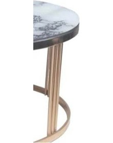 Resim Brc Orta Sehpa C 1061 Model Beyaz Mermer Temper Cam Metal Transmi 