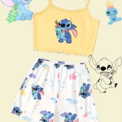Resim Şık OMG! Disney Stitch Kız Pijamaları - Yazlık Askılı Set, Moda Baskı, Trend Yazlık Uyku Kıyafeti 