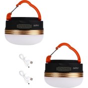 Resim Moveevo Usb Şarjlı 300lm Led Kamp Lambası, 3 Aydınlatma Modu, Su Geçirmez, Mıknatıslı Ve Asa Bilgili, Turuncu 2 Adet Seti Altın 