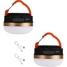 Resim Moveevo Usb Şarjlı 300lm Led Kamp Lambası, 3 Aydınlatma Modu, Su Geçirmez, Mıknatıslı Ve Asa Bilgili, Turuncu 2 Adet Seti Altın 