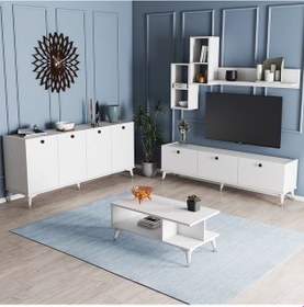 Resim Moxenmobilya Moxen Mtsk1 Mira Tvünitesi-Orta Sehpa Ve Konsol Beyaz Yemek Odası 