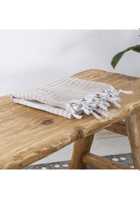 Resim Pamuklu Peştamal Alagra Bej 2'li Set Turuncu 