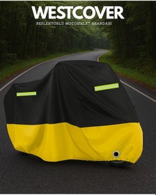 Resim Volta Vsm Uyumlu Motosiklet Brandası Sarı Siyah Reflektörlü Motor Örtüsü 