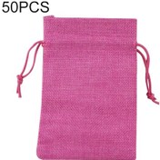 Resim 50 Adet Çok Boyutlu Keten Jüt İpli Hediye Çantaları Çuvallar Düğün Doğum Günü Partisi Iyilik İpli Hediye Çantaları, Boyut: 7x9cm Gül Kırmızı 