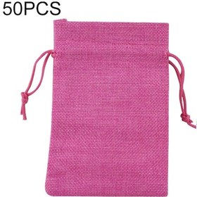 Resim 50 Adet Çok Boyutlu Keten Jüt İpli Hediye Çantaları Çuvallar Düğün Doğum Günü Partisi Iyilik İpli Hediye Çantaları, Boyut: 7x9cm Gül Kırmızı 