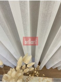 Resim Tül Perde Brillant Ağır Gramajlı Ekru Keten Efektli 