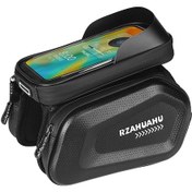 Resim Maiyame Bisiklet Ön Çerçeve Çantası - Su Geçirmez, Dokunmatik Ekran Uyumlu, 7 İnç Telefon Ve Aksesuar Saklama Siyah 