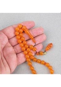 Resim Zar Kehribarı Usta İşi İmzalı Küre Kesim 8mm Tesbih - Şeffaf Turuncu Turuncu 