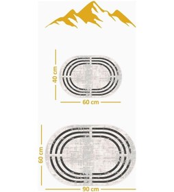 Resim Yıkanabilir Kaymaz Tabanlı Modern Desenli 2'li Banyo Paspas Takımı Obps0008 Renkli 