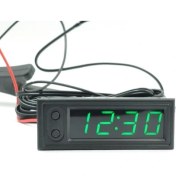 Resim Xiyu Shop Yeşil Stil Dc 12V Çok Işlevli Yüksek Hassasiyetli Saat Iç ve Dış Araç Sıcaklığı Pil Gerilimi Monitör Panel Metre Dıy Ayarlanabilir (Yurt Dışından) 