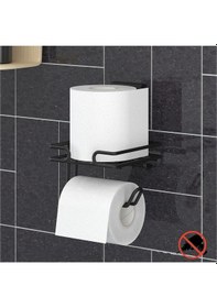 Resim Tuvalet Kağıtlığı Yedekli Kendinden Yapışkanlı Siyah Easyfix Siyah 