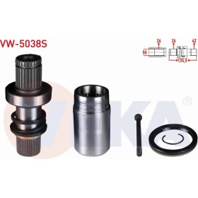 Resim Otoco Vw Transporter Aks Kafası Sağ Ön Iç Freze Ek Mili Kıt 26X42X50 Uzunluk 135,5MM 0A5409355C 