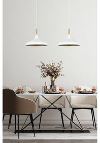 Resim Ikili Champion Beyaz Sarkıt Lamba Yemek Masası Oturma Odası Mutfak Salon Otel Café Beyaz 