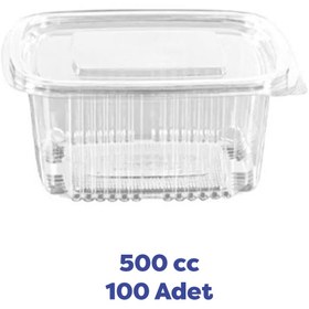 Resim TiriStore Tiri Store Kapaklı 500 cc Sızdırmaz Plastik Kap 100 Adet Şeffaf 