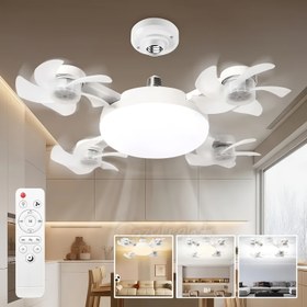 Resim 1 Adet LED Akıllı Tavan Fan Işığı - E27/E26 Soketli, Uzaktan Kumandalı, Ayarlanabilir Parlaklık ve 3 Hız Seçeneği, Enerji Tasarruflu Göz Koruma LED Aydınlatma, Oturma Odası Yemek Odası ABS Sessiz Entegre Tavan Fanı Işıklı, Yatak Odası Mutfak Banyo için Modern Tasarım (2'si-1 Arada 4 Başlıklı) - Tüm Mevsimler İçin Uygun 