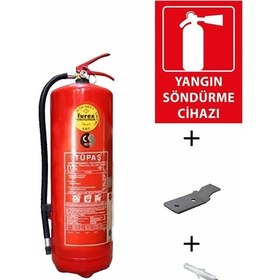 Resim Tüpaş Yangın Tüpü 6 KG + Yangın Tüpü Levhası+ Askı Aparatı ve Dübel 
