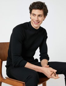 Resim Triko Kazak Dokulu Bisiklet Yaka Dar Kesim 