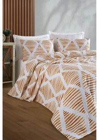 Resim Baskılı Pike Takımı Çift Kişilik Segment Hardal Hardal 