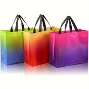 Resim 15 Adet Gradyan dokumasız Polipropilen Hediye Çantaları - Düğünler, Doğum Günleri, Partiler, Tatiller için Çok Amaçlı Alışveriş Tote Çantaları - Dayanıklı, Elektrik Gerektirmez 