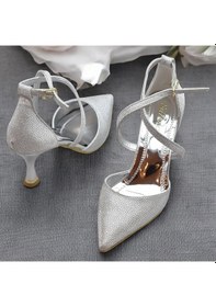 Resim Ispartalılar 9825 Kadın Topuklu Ayakkabı 8 Cm Abiye Düğün Nişan Kına Gecesi Ayakkabısı GÜMÜŞ 
