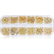 Resim /ea/12 Tepsi/kutu Karışık Simli Altın Deniz Metal Takılar Tırnak Sanatı Dekorasyon Dolgusu 