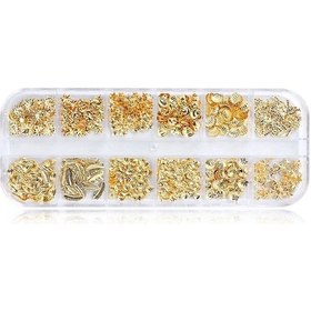 Resim /ea/12 Tepsi/kutu Karışık Simli Altın Deniz Metal Takılar Tırnak Sanatı Dekorasyon Dolgusu 