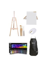 Resim Rich 12'li 60 Cc Master-mix Akrilik Set New 3 Ayaklı Şövale Daler Rowney 4'lü Fırça Seti 