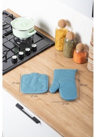 Resim Porsima 3136 2li Isıya Dayanıklı Fırın Eldiveni Seti Mutfak Eldiveni Seti Mavi Mavi 