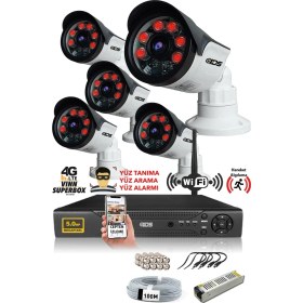 Resim Ids - 5 Kameralı 5 Mp Sony Lensli 1080P Full HD Güvenlik Kamerası Sistemi - Hard Disksiz 