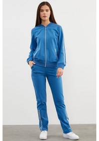 Resim Sim Şerit Detaylı Eşofman Takım - Mavi 001 