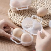 Resim 1 Adet Taşınabilir Yumurta Taşıyıcı Kutu, 2 Bölümlü Plastik Yumurta Tutucu, Mutfak Buzdolabı Güvenli Yumurta Depolama Kabı, Şokproof Yumurta Organizer Kutusu için Gıda İletişim 