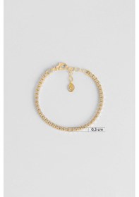 Resim İtalyan Brillante 18 Ayar Sarı Altın Kaplama 19 Cm Gümüş Bileklik Sarı 