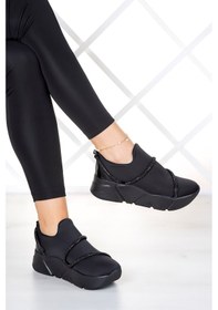 Resim Erkan Saçmacı Barbara Siyah Streç Siyah Taşlı Sneaker Siyah 