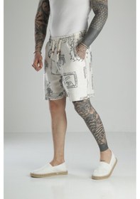 Resim Karikatür Baskılı Keten Şort Coc1468 Desenli 