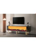 Resim Bera Sonata - Gold Şömineli Nehir Tv Sehpası Gold - Siyah 