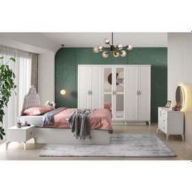 Resim Atina Yatak Odası-mdf-aytaşı-6 Kapaklı Ve Aynalı-bazasız Traversli- 