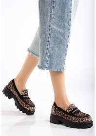 Resim 746-759 Leopar Günlük Yüksek Tabanlı Loafer Ayakkabı Beyaz 