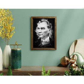 Resim Bk Home Atatürk Tasarımlı Doğal Masif Ahşap Çerçeveli Tablo-14 (551056175) 