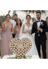 Resim Düğün-nişan- Misafir Hatıra Anı Kutusu-defteri Kalp 50 Cm Lego Modeli Şövale Ve Kalem Hediyeli Ceviz Akçaağaç 