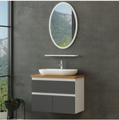 Resim Minar Nika Banyo Dolabı 100cm As2k1ç+1ea1r+tzg Beyaz Antrasit 