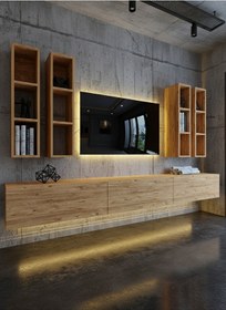 Resim Resital Ledli Duvara Monte Tv Sehpası - Çam - W6005-6 Çam 