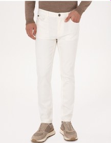 Resim Cacharel Beyaz Slim Fit Pamuk Liyosel Karışımlı Jean Pantolon 