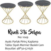 Resim Zigon BRC Rivoli Model Sehpa 3'lü 1049 Düz Siyah Desen Gold Parlak Pirinç Ayak El Yapım 