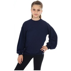 Resim Toontoy Kız Çocuk Kolları Balon Okul Sweatshirt Lacivert 